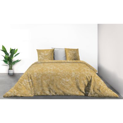 Parure De Lit Bio 2 Personnes Victoria Ocre Avec Housse De Couette Et Taies D'oreiller LES ATELIERS DU LINGE