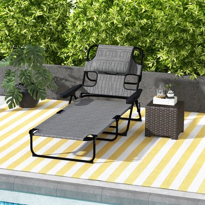 Bain de soleil transat pliable inclinable trou lecture OUTSUNNY