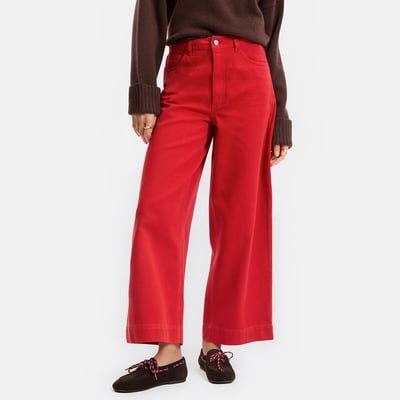 Pantaloni larghi a vita alta, modello 7/8, in cotone LA REDOUTE COLLECTIONS