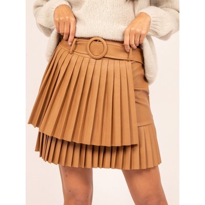 Jupe simili cuir marron La Redoute
