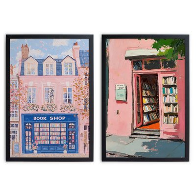 Set 2 Tableaux avec cadre noir 40x30 Librairie REALLY NICE THINGS