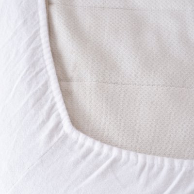 Protège matelas grand bonnet imperméable AUBE CARRE BLANC