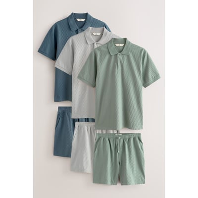 Polo et short texturés à coordonner, lot de 3 NEXT