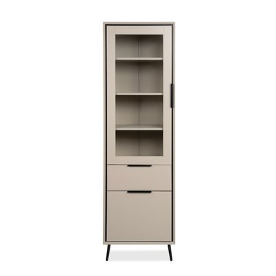 Buffet haut 1 porte vitrée, 1 porte et 1 tiroir cappucino et noir L60cm - ARONA CALICOSY