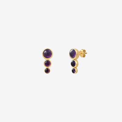 Boucles d'oreilles dorées améthyste - andrea CAROLINE NAJMAN