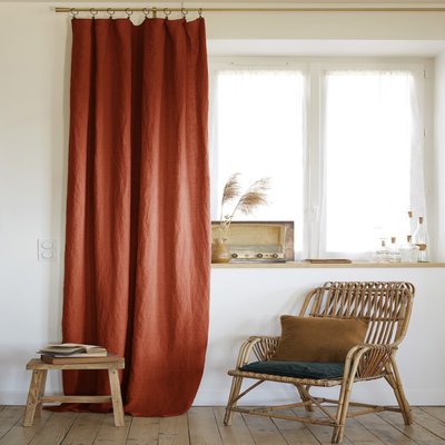 Rideau ajustable lin gris 140x270 TERRE DE NUIT