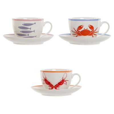 Set de 3 tasses en porcelaine motif marin 220ml WADIGA