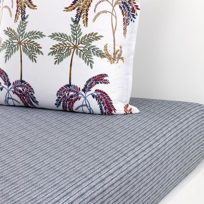 Drap housse en percale de coton bleu, ISPAHAN OLIVIER DESFORGES