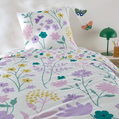 Parure de lit enfant coton, taie carrée, Fleurs SO'HOME