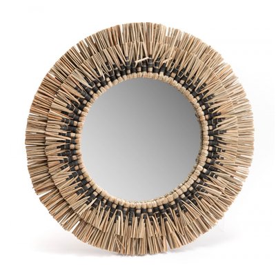 Miroir en paille Ethnique noir  6 AMADEUS