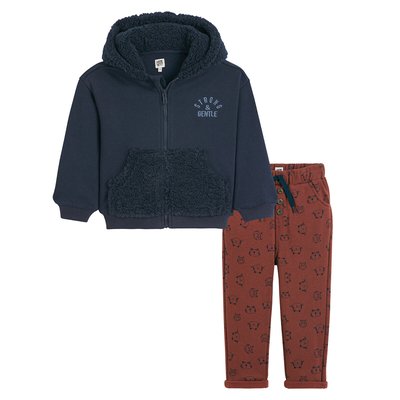 Conjunto de 2 peças, sweat com fecho e capuz e saruel LA REDOUTE COLLECTIONS