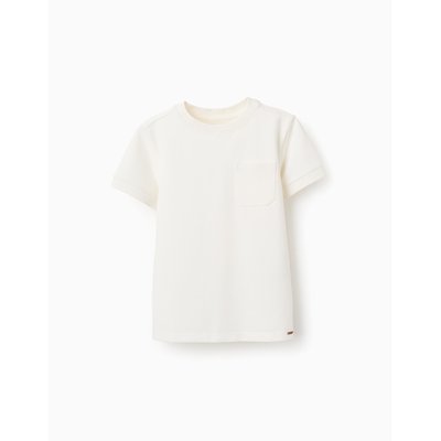 T-shirt en Piqué de Coton avec Poche ZIPPY