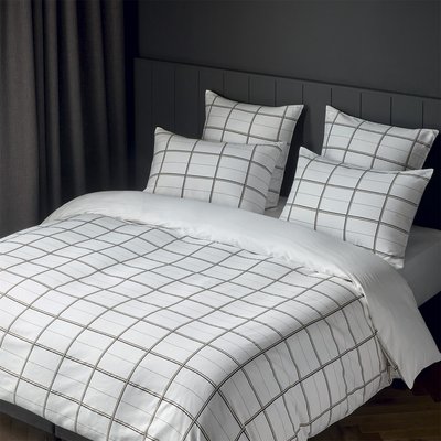 Housse de couette en satin de coton bleu, BOSS CHECK BOSS HOME
