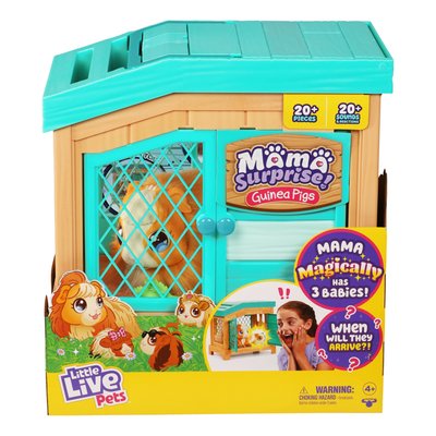 Little Live Pets Mama Surprise Maman-cochon d'Inde avec cage et 3 bébés surprise MOOSE