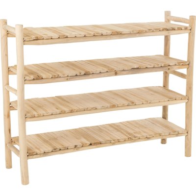 Étagère en bois de teck naturel style authentique salon ou chambre RECOLLECTION