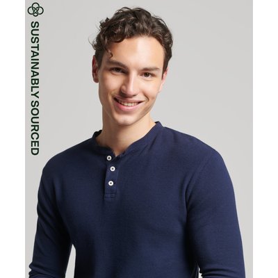 Haut en coton biologique gaufré à col boutonné et manches longues SUPERDRY
