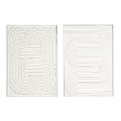 Cadres en bois blanc motifs abstraits papier maché (Lot de 2) AUBRY GASPARD