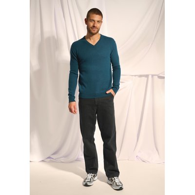 TOM pull col v vert canard en cachemire JUST CASHMERE