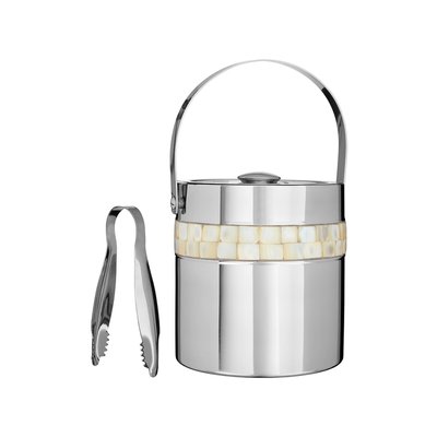 Mother of Pearl Ice Bucket with Tongs in Stainless Steel SO'HOME