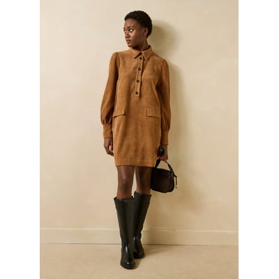 Robe chemise courte en velours côtelé LA FEE MARABOUTEE