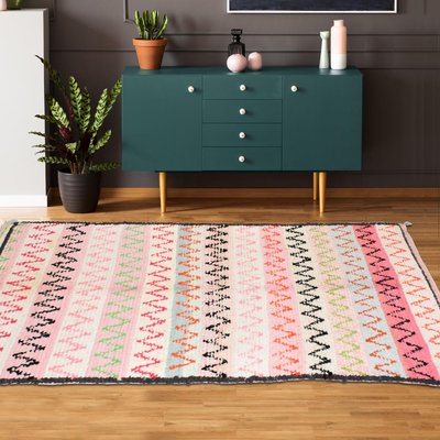 Authentique tapis berbère fait main en tissu recyclé BOUCHAROUETTE 64 UN AMOUR DE TAPIS