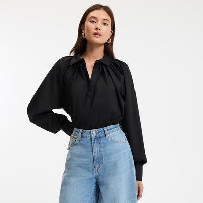 Camisa amplia de algodón, manga larga LA REDOUTE COLLECTIONS