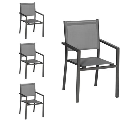 Chaises en aluminium et textilène, lot de 4 HAPPY GARDEN