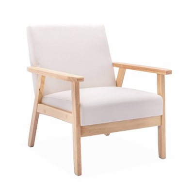 Fauteuil scandinave bois de peuplier, d'hévéa et tissu ISAK SWEEEK