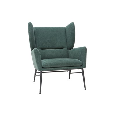 Fauteuil design en tissu effet velours texturé vert et métal noir COME MILIBOO
