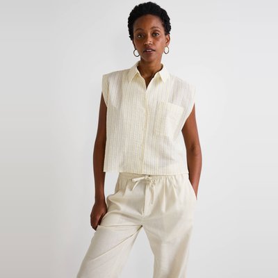 Blouse sans manches rayée en coton MONOPRIX