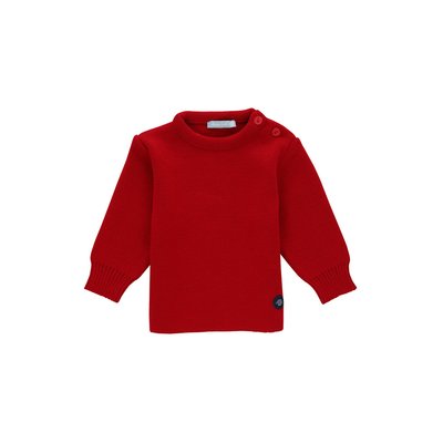 Pull marin uni col rond à boutons FOUESNANT BABY ARMOR-LUX