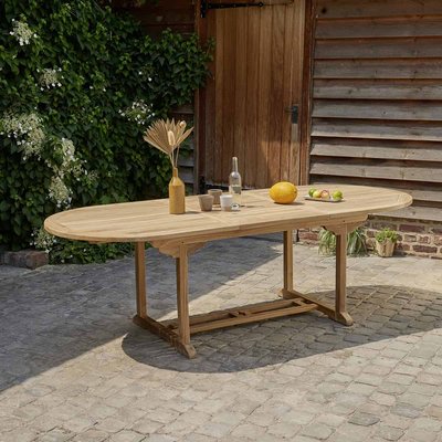 Table de jardin en teck massif extensible ovale 8/10 places MIDLAND BERAH GETAH