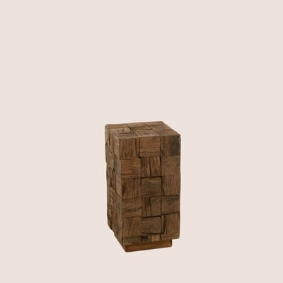 Sellette en bois foncé recyclé H60 - ICA HELLIN, DEPUIS 1862