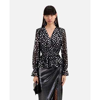 Blusa de manga larga y cuello en pico con motivo de corazón THE KOOPLES
