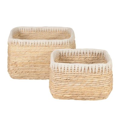 Panier rectangulaire tressage Abaca et corde Rop (set de 2) ZAGO