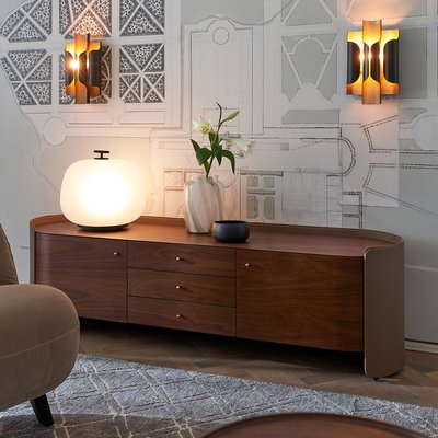 TV- und HiFi-Möbel Firmo, Nussbaum/Leder AM.PM