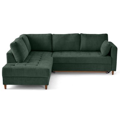 Canapé d'Angle Convertible en Velours texturé 5 places - ANNA LISA DESIGN