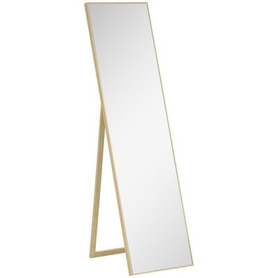 Miroir sur pied rectangulaire dim. 147H x 35l cm aspect bois HOMCOM