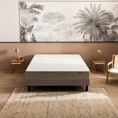 Ensemble matelas ressorts multispire DÉPAYSANT, sommier NATURE confort ferme et pieds EPEDA