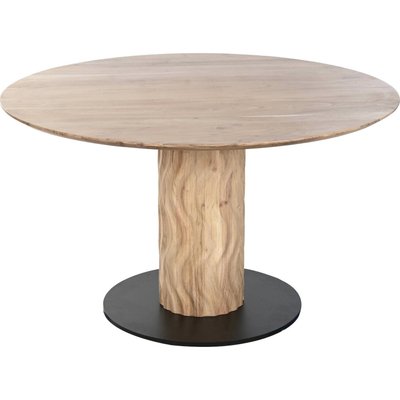 Table ronde acacia et métal style moderne pour salle à manger RECOLLECTION