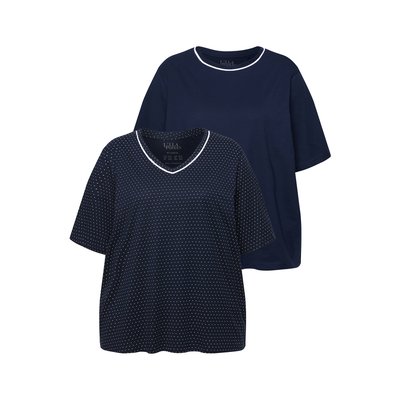 Lot de 2 T-shirts de pyjama, pois/uni ULLA POPKEN