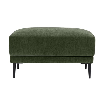 Pouf repose pieds en tissu effet velours vert kaki et métal noir JERRY MILIBOO