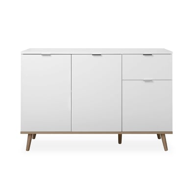 Buffet blanc 3 portes 1 tiroir style scandinave ALVA PIER IMPORT