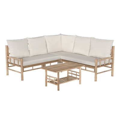 Salon de jardin en bambou avec un canapé d'angle et une table basse - VADELLA RENDEZ-VOUS DÉCO