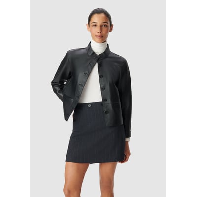 Veste cuir col montant IKKS