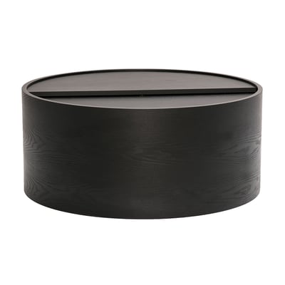 Table basse ronde bois foncé noyer avec plateau pivotant et rangement D80 cm DALI MILIBOO