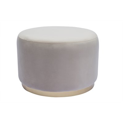 Pouf rond en tissu effet laine bouclée blanc cassé et métal doré D54 cm AMAYA MILIBOO