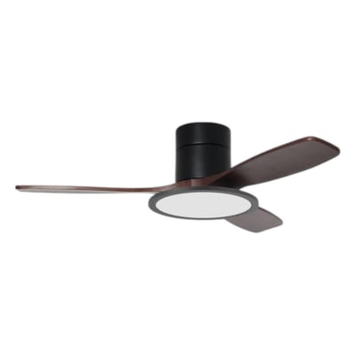 Ventilateur de plafond lumineux noir et bois foncé RIGA II WOOD MILLUMINE