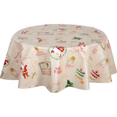 Nappe en toile cirée ronde SANTA CLAUS TOILINUX