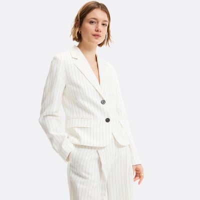 Striped Linen/Cotton Fitted Short Blazer LA REDOUTE COLLECTIONS